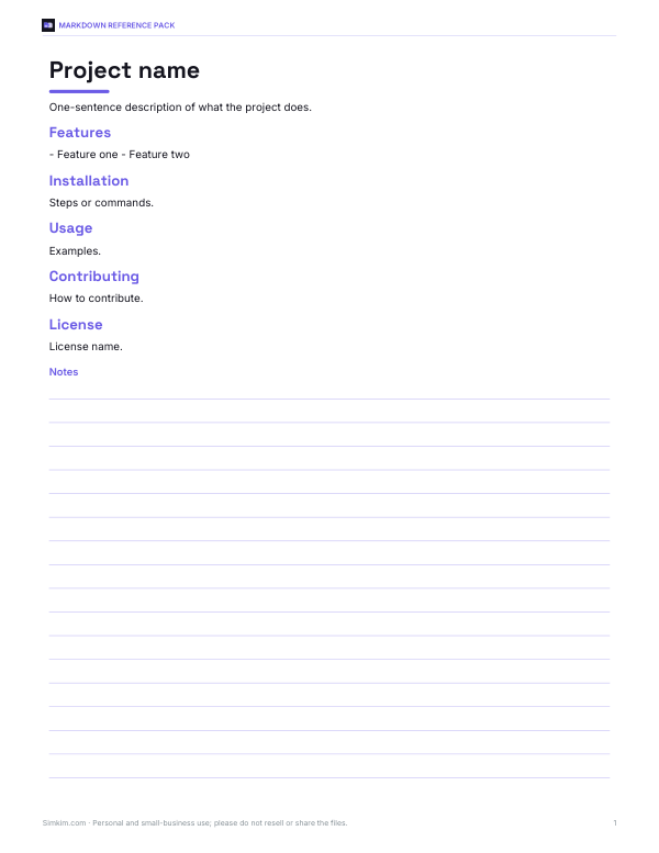 Preview of README Template PDF